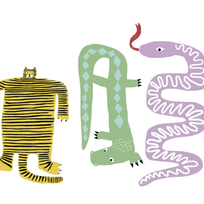 Tapet Funky Friends cu animale colorate.