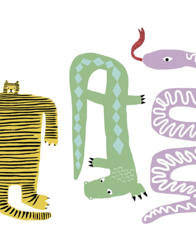 Tapet Funky Friends cu animale colorate.