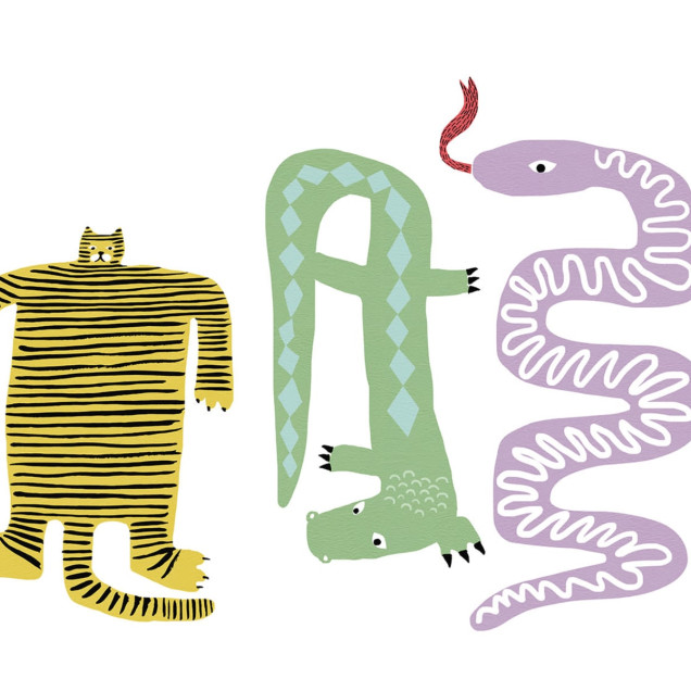 Tapet Funky Friends cu animale colorate.