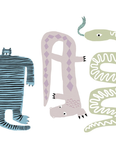 Tapet Funky Friends Pastel cu motive de animale pastelate