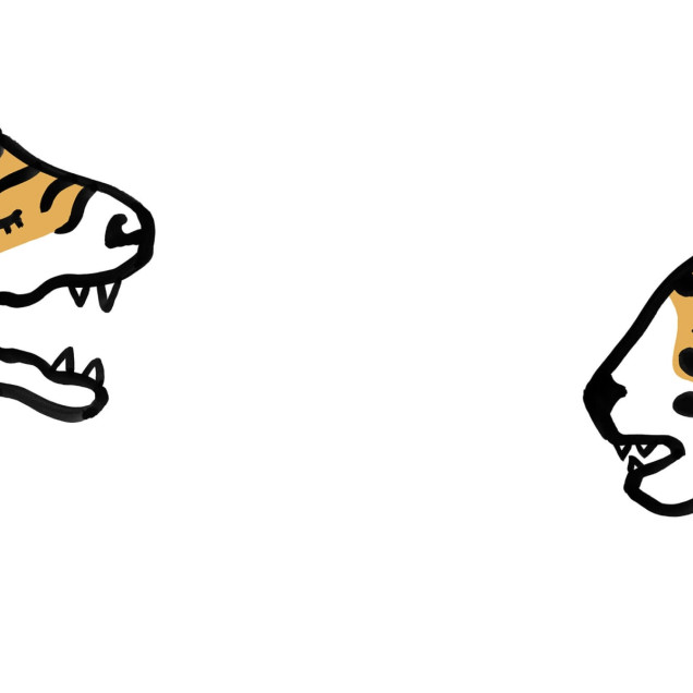 Tapet Cat Talk White cu ilustrații de tigri in stil Rebel Walls