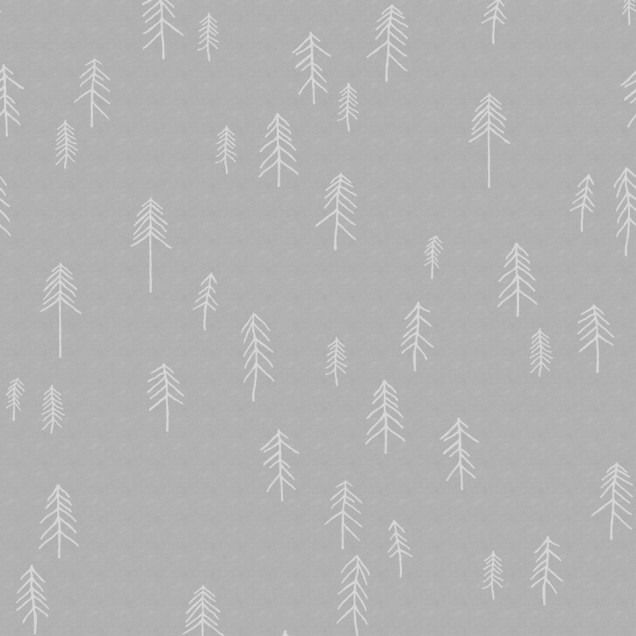 Tapet cu design minimalist, cu copaci albi pe un fundal gri deschis.
