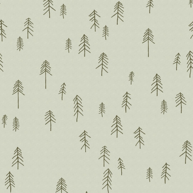 Tapet cu design minimalist de brazi in nuante de verde deschis