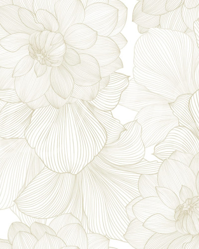 Tapet floral cu flori de dahlia delicate pe un fond crem
