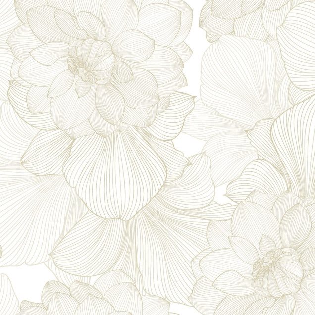 Tapet floral cu flori de dahlia delicate pe un fond crem