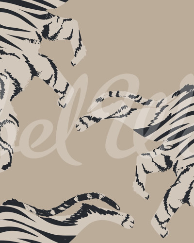 Tapet Quirky Tigers, Beige - Tigri eleganți, design minimalist, fundal bej