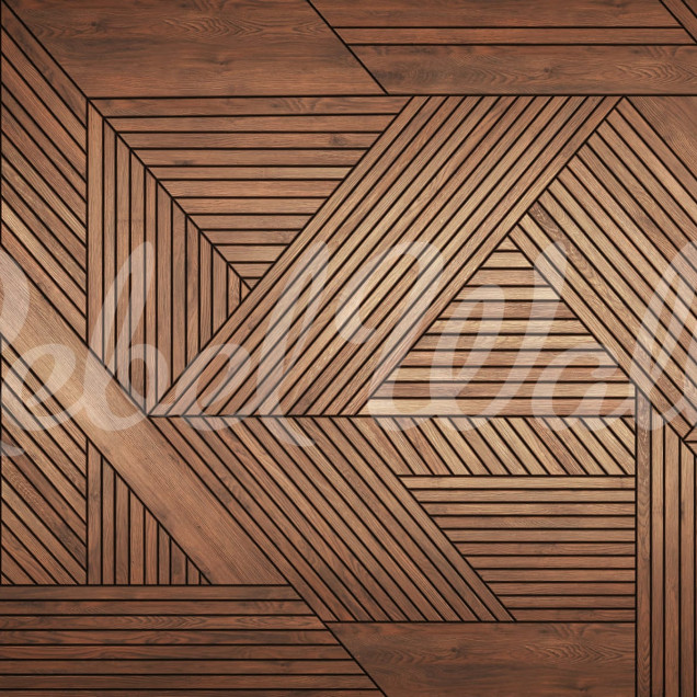 Tapet modern cu aspect de lemn, design geometric abstract.