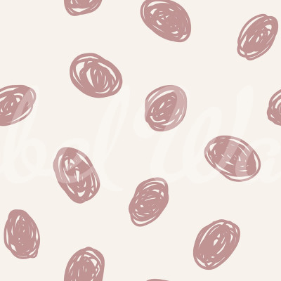 Tapet cu model geometric Doodle Dots, Pink, cu cercuri roz pe un fundal verde deschis.