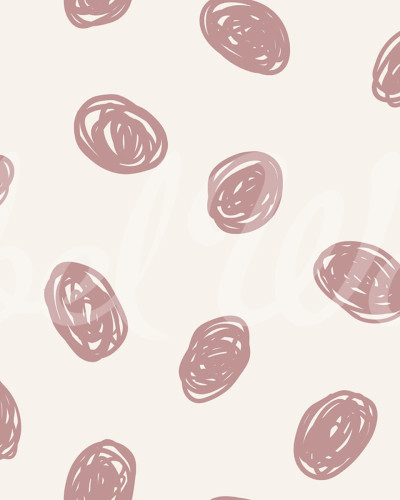 Tapet cu model geometric Doodle Dots, Pink, cu cercuri roz pe un fundal verde deschis.