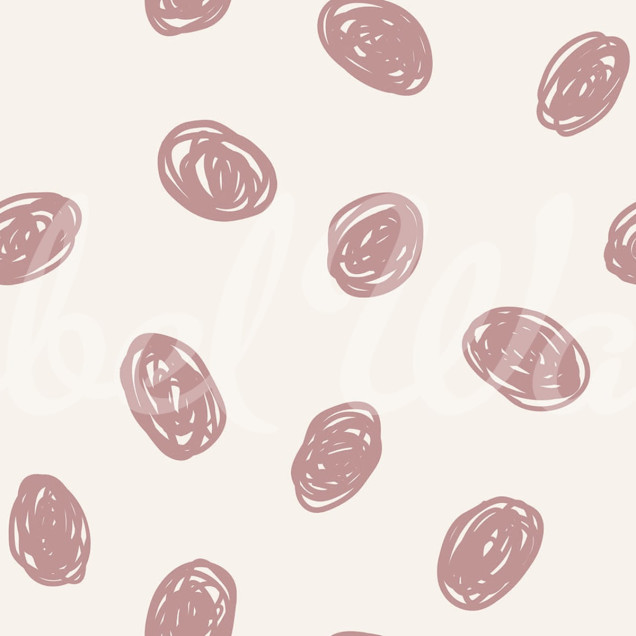 Tapet cu model geometric Doodle Dots, Pink, cu cercuri roz pe un fundal verde deschis.