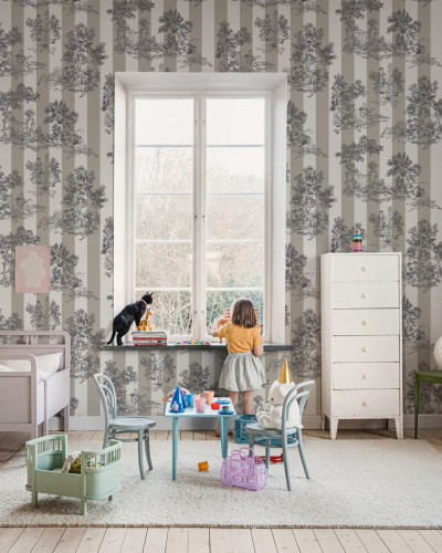 Happy Toile Pearl Tapet cu model Toile de Jouy