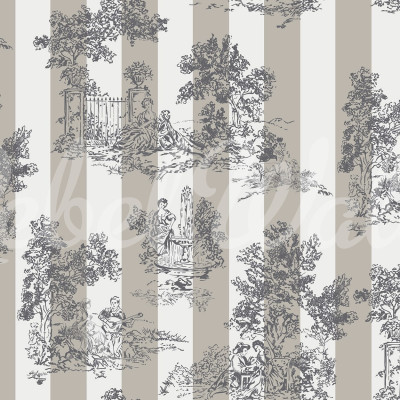 Happy Toile Pearl Tapet cu model Toile de Jouy