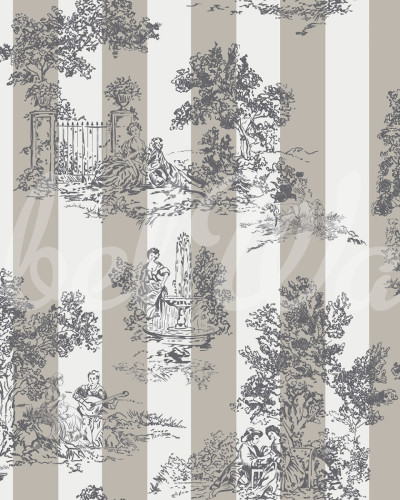 Happy Toile Pearl Tapet cu model Toile de Jouy