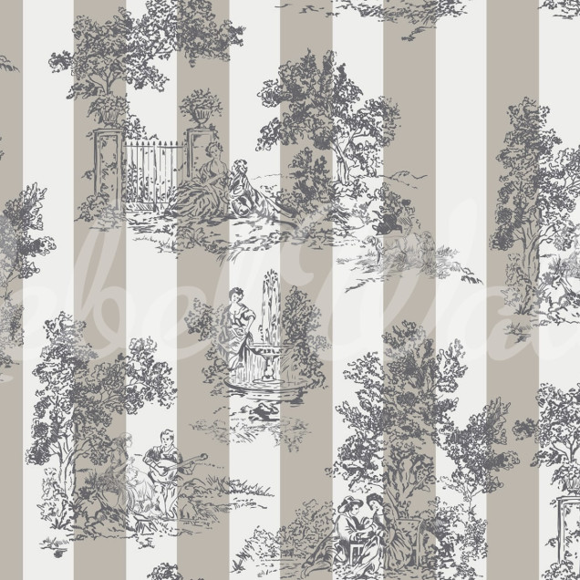 Happy Toile Pearl Tapet cu model Toile de Jouy