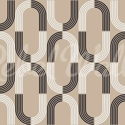 Tapet cu design geometric modern, 70s Retro, Beige