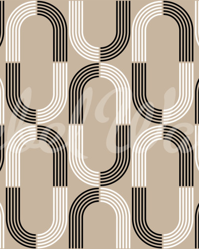 Tapet cu design geometric modern, 70s Retro, Beige