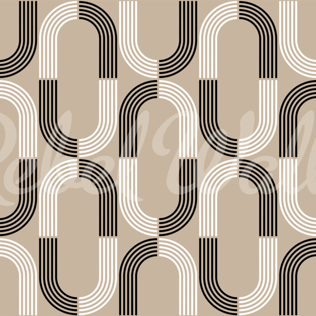 Tapet cu design geometric modern, 70s Retro, Beige