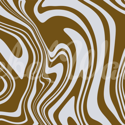 Tapet cu design abstract Swirly, Brown, cu linii curbe ondulate, in nuante de maro si alb