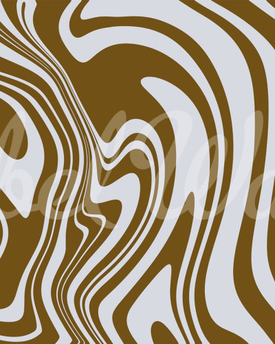 Tapet cu design abstract Swirly, Brown, cu linii curbe ondulate, in nuante de maro si alb