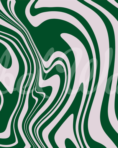 Tapet cu design abstract Swirly, Green cu linii curbe și culori vibrante verde și alb