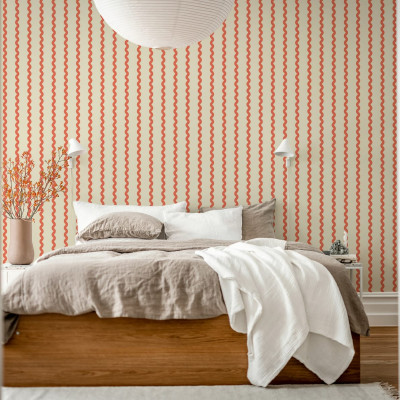 Tapet cu dungi ondulate roșii, Wobbly Stripe, Red