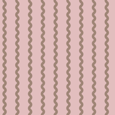 Tapet geometric Wobbly Stripe, Soft Pink cu dungi maro subtile pe un fundal roz pudrat.