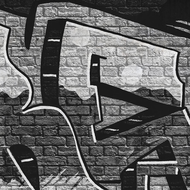 Tapet modern cu graffiti urban, Rebel Graffiti Bold, Gri