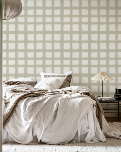 Tapet cu design geometric modern, Painted Square Beige.