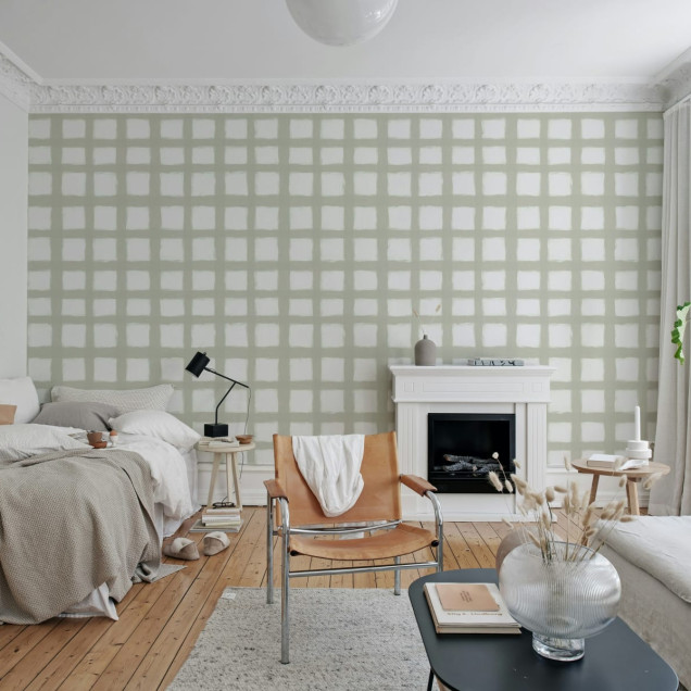 Tapet cu design geometric modern, Painted Square Beige.