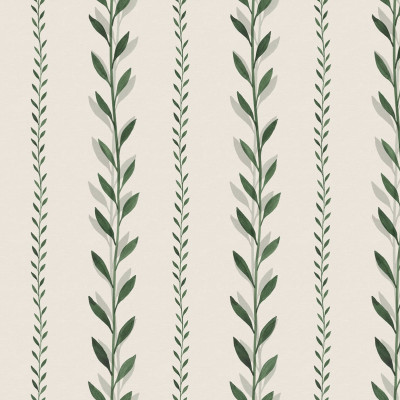 Tapet cu dungi fine, cu frunze de dafin, Bayleaf Stripe, verde.