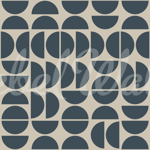 Tapet cu model geometric abstract in albastru închis și bej, Geometry Shapes, Midnight Blue