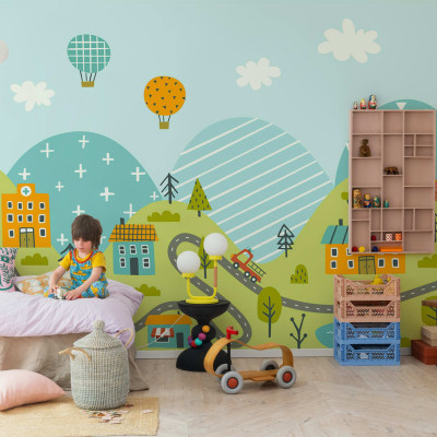 Tapet Funny Pathway cu un design vesel și vibrant, perfect pentru camera copilului