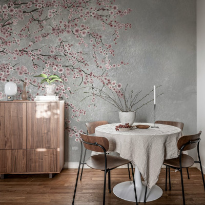 Tapet cu flori roz, design simplu și elegant