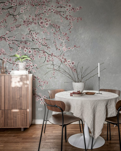 Tapet cu flori roz, design simplu și elegant