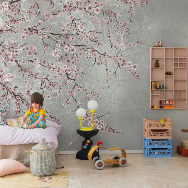 Tapet cu flori roz, design simplu și elegant
