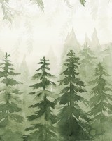 Watercolor Forest, Green, Rebel Walls