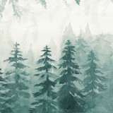 Watercolor Forest, Blue, Rebel Walls