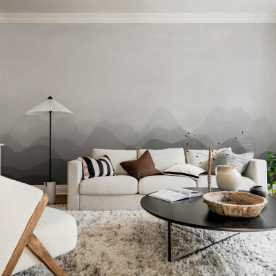 Tapet Gradient Flow, negru, cu un design minimalist, cu o nuanță de gri care se estompează ușor spre negru