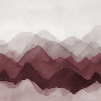 Fototapet Watercolor Mountain, Burgundy, Rebel Walls