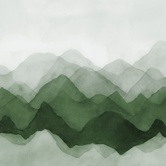 Fototapet Watercolor Mountain, Green, Rebel Walls