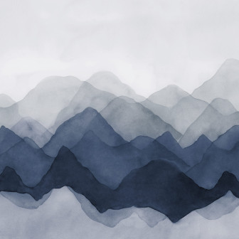 Fototapet Watercolor Mountain, Blue, Rebel Walls