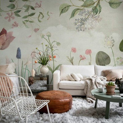 Fototapet floral cu design nostalgic, ideal pentru un decor romantic