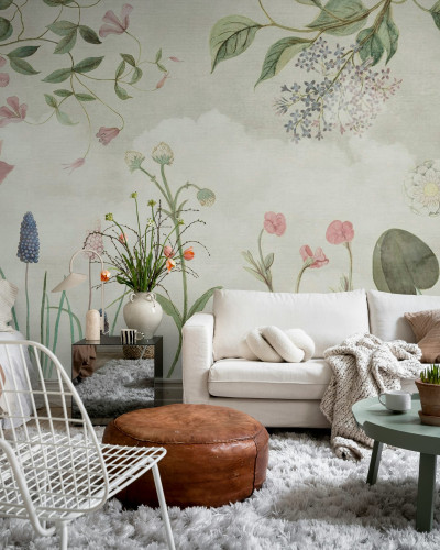 Fototapet floral cu design nostalgic, ideal pentru un decor romantic