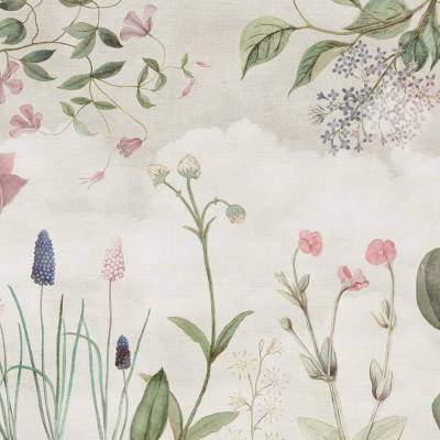 Fototapet floral cu design nostalgic, ideal pentru un decor romantic