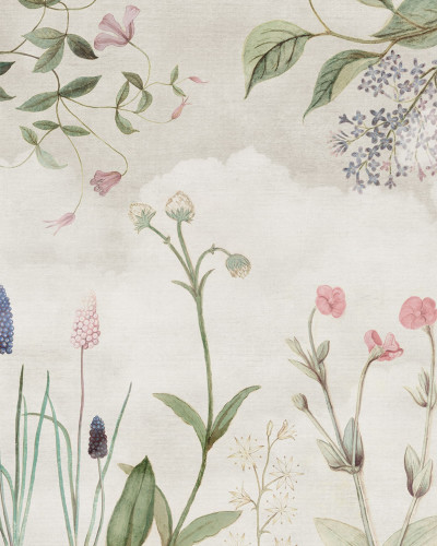 Fototapet floral cu design nostalgic, ideal pentru un decor romantic