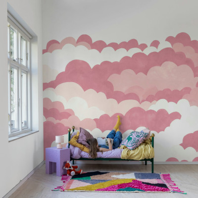 Tapet cu nori roz Dreamy Clouds, Pink