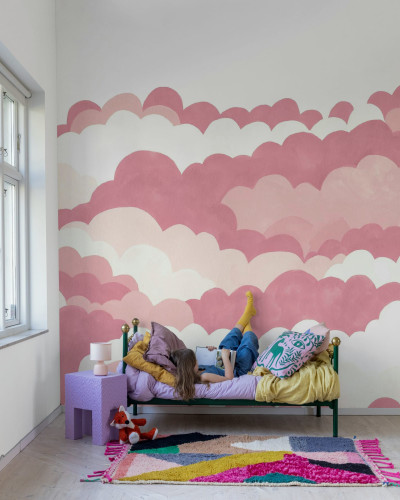 Tapet cu nori roz Dreamy Clouds, Pink