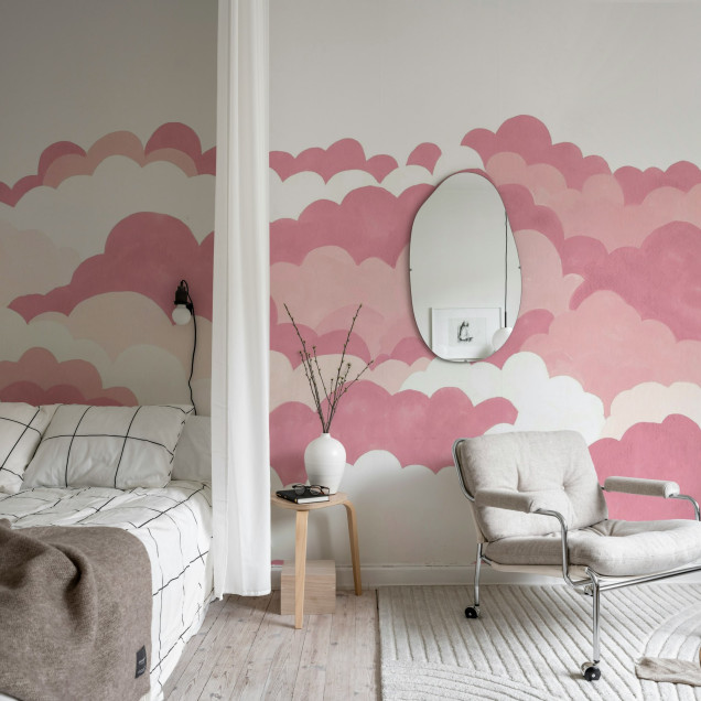 Tapet cu nori roz Dreamy Clouds, Pink