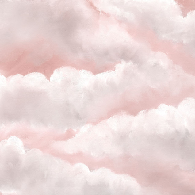 Tapet Storm Clouds, Pink cu nori pufoși în nuanțe de roz pastelat