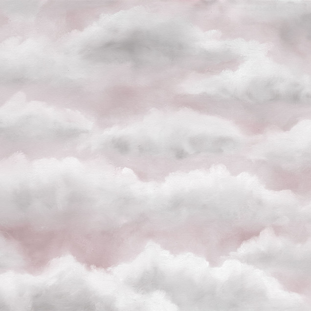 Tapet cu design abstract de nori roz pal, perfect pentru o atmosferă modernă și relaxantă în orice cameră.